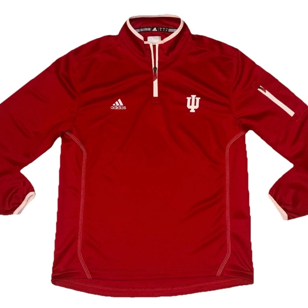 Indiana Hoosiers Adidas Crimson Quarter-Zip Pullover